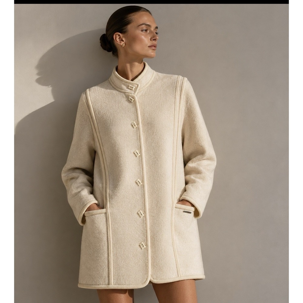 Geiger Austria Pure Wool Boiled Wool Jacket Cream Ivory Size 44 EUC
